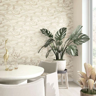 graphic wallpaper, non-woven wallpaper Kumano beige 