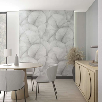 Fototapete mit großen Blättern grau Floral 2,70 x 2,12 m 