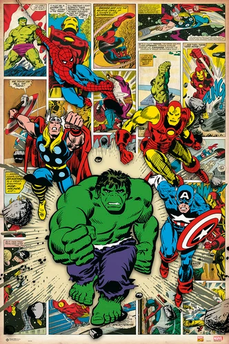 Poster, film poster Marvel Comic - Here Come The Heroes 61x91,5 cm 