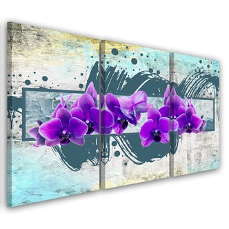 Leinwandbild 3-teilig, Orchidee Blumen Lila 