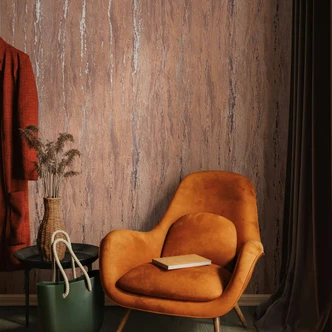 Papel pintado no tejido con aspecto de yeso marrón brillante y de textura gruesa Papel pintado no tejido con aspecto de yeso marrón brillante y de textura gruesa