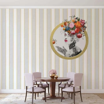 Fotomurale a strisce, strisce di faccia classiche, romantico opaco in bianco 2,70 x 1,59m 