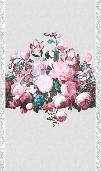 Wall Mural Floral motif Floral Classic, Romantic matt in gray 2,70 x 1,59m 