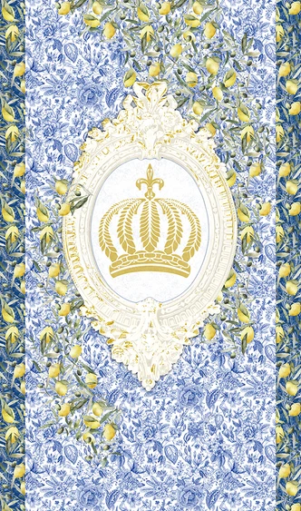 Wall Mural crown, lemons floral nature matt in white for living room 2,70 x 1,59m 