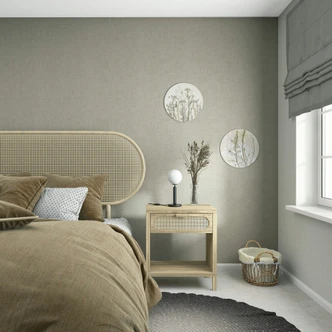 Vliestapete Textil, Struktur Uni Modern matt in Grün Braun 