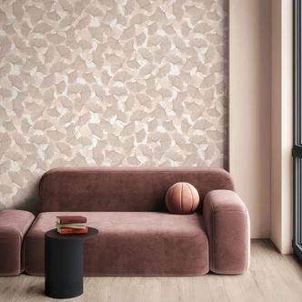 Vliestapete 3D, Blätter Floral Natur matt in Beige Braun 