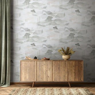 Vliestapete Landschaft Grafisch Natur matt in Grau Weiß 