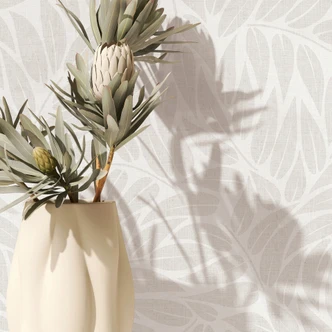 Vliestapete Blätter Floral Natur matt in Weiß Grau 