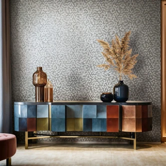 Vliestapete Sechskant, Metallisch Fliesenoptik Modern, Geometrisch glänzend in Silber - Papis Loveday Vliestapete Sechskant, Metallisch Fliesenoptik Modern, Geometrisch glänzend in Silber - Papis Loveday