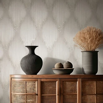 Papier peint intissé rayures strass moderne dans beige  