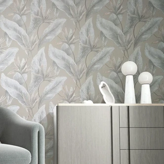 Vliestapete Blumen, Blätter Floral Natur in Beige Vliestapete Blumen, Blätter Floral Natur in Beige