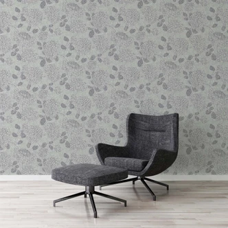 Carta da parati floreale grigio argento - Carta da parati in tessuto non tessuto A.S. Création 