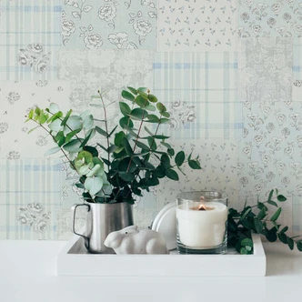 blomstret tapet blågrå - non-woven tapet landsted A.S. Création - mat og lys struktur 