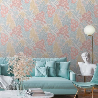 Tapete mit Pflanzen und Blättern Bunt - Vliestapete Dschungel Modern tropisch 