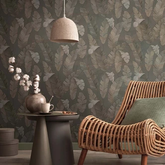 Djungel tapet natur non-woven tapet bruna palmblad för vardagsrum, kök 