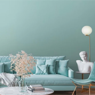Turkusowo-niebieska gładka monochromatyczna tapeta z włókniny do kuchni, łazienek, korytarzy 
