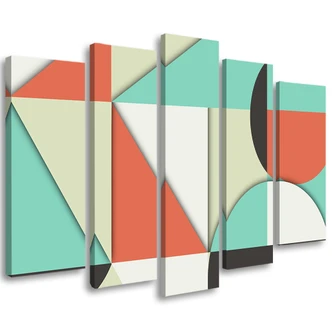 Leinwandbild 5 teilig, Geometrische Abstraktionsformen 