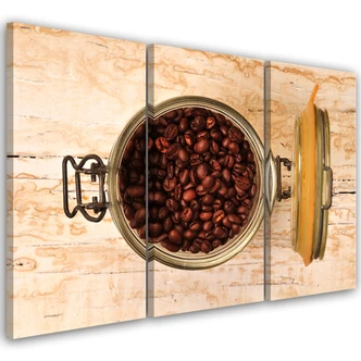 Leinwandbild 3-teilig, Kaffeebohne Holz 