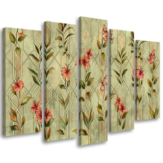 Leinwandbild 5 teilig, Lilia gelbe Blume 