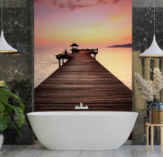 Fototapete, Sonnenuntergang und die Brücke Fototapete, Sonnenuntergang und die Brücke