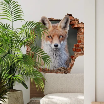 sticker mural 3D van Duijn - portrait d'un renard 