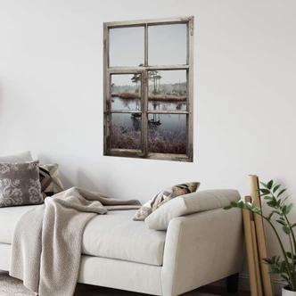 sticker mural 3D fenêtre shabby - Together 