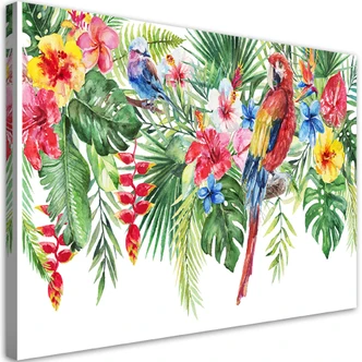 Leinwandbild, Blätter tropischer Papageienblüten 