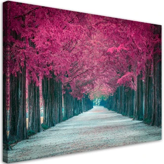 Leinwandbild, Avenue von rosa Bäumen 