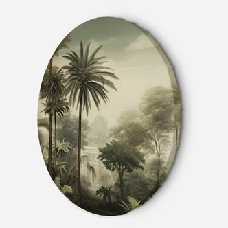 Rundes Leinwandbild Exotische Bäume und Palmenlandschaft 