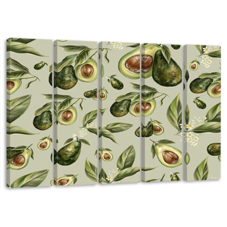 Leinwandbild 5 teilig, Avocado -Hälften 