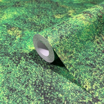 Vliesbehang in moslook groen gebloemd 