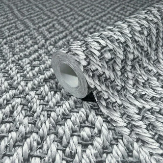 Vliestapete in 3D-Rautenoptik aus Flecht grau Textiloptik 