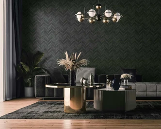 vliesbehang met visgraatmotief antraciet steeneffect 