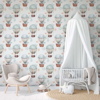 Kindertapete, Vliestapete mit Illustration Kids Walls weiß, blau, beige 
