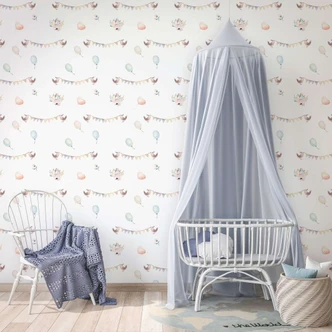 Kindertapete, Vliestapete mit Illustration Kids Walls weiß, bunt 