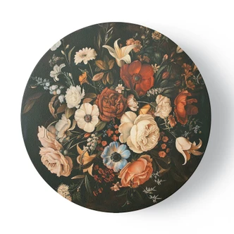 Rundes Leinwandbild Retro Vintage Blumen 