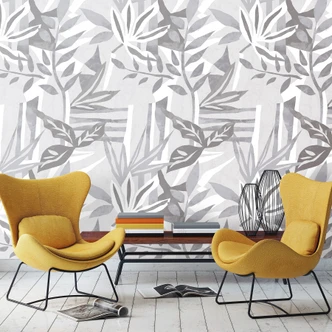 Fototapete mit Blattmotiv, Weiß Grafisch 2.70 x 1.06 m 