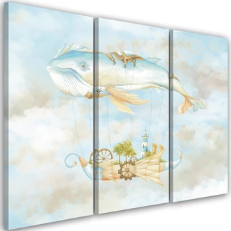 Leinwandbild 3 teilig, Fliegerwal und Schiff 