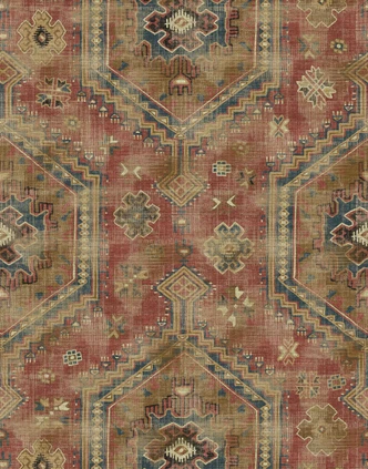 Fototapete Wandtapete mit Motiv Vintage Orientteppich Muster in Rot Blau Beige 2,7 x 2,12 m 