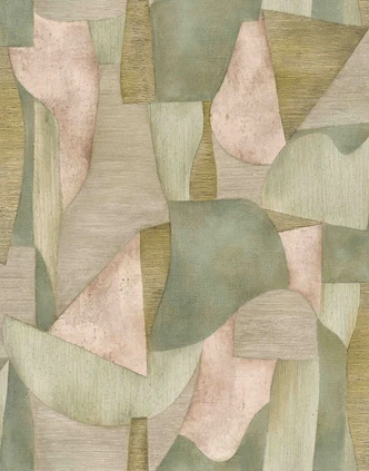 Fototapete Bildtapete Abstrakte Geometrie Formen in Salbeigrün Beige und Rosé 2,7 x 2,12 m 
