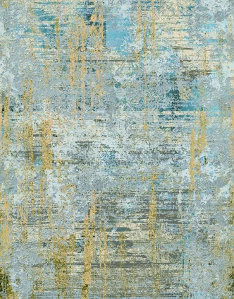 Fototapete Bildtapete Abstrakte Wandstruktur in Grau Blau mit Goldakzenten in Used 2,7 x 2,12 m 