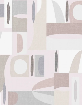 Fototapete Motivtapete Abstrakte Mid-Century Geometrie in Greige & Grau mit Leinen 2,7 x 2,12 m 