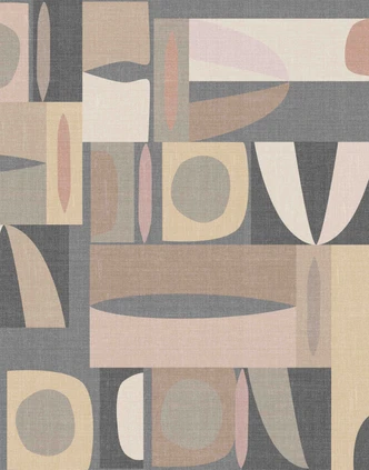 Fototapet Geometriskt retromönster i mörkblått, taupe & beige 2,7 x 2,12 m 