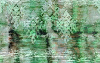 Fototapet Abstrakt pixelstruktur i petrol och grått 2,7 x 4,24 m 
