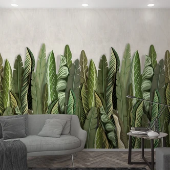 Fototapete mit Blattmotiv Grün, Beige ,Floral 2,70 x 1,59 m 