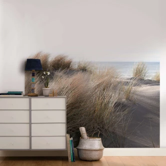 Fototapete mit Gras am Meer Beige ,Floral 2,70 x 2,12 m 