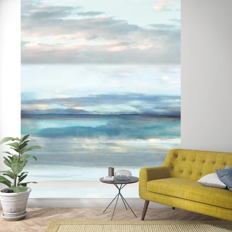 Wolkenlucht behang Blauw, Grijs, Illustratie 2.70 x 2.12 m 