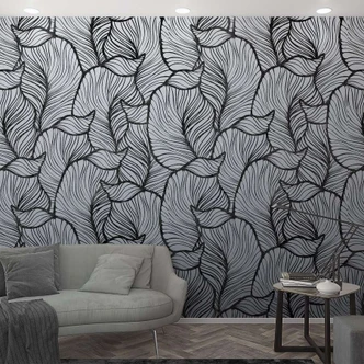 Wallpaper Photo wallpaper with abstract leaf pattern Grey, Black, Flower 2.70 x 1.59 m 