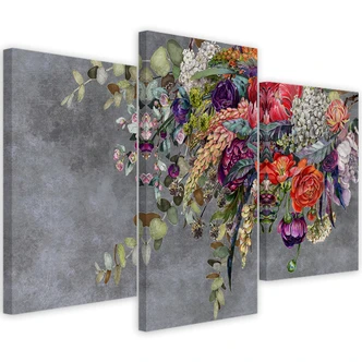 Leinwandbild 3 teilig, Blumenstrauß 