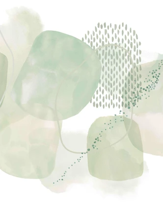 Fototapete Bildtapete Sanfte Greige-Aquarellformen mit Salbei-Konturen 3,4 x 2,65 m 